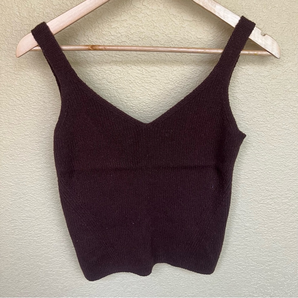 Old Navy V-Neck Rib Knit Sweater Tank Top Chocolate Brown Small